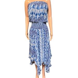 Ramy Brook Strapless Blue Patterned Dress